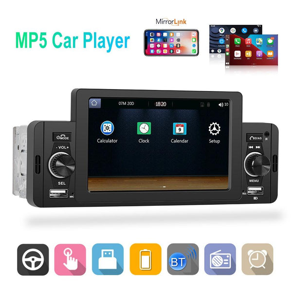 A3107 5 inches Car MP5 Wired CarPlay Universal Bluetooth Player With Microphone, Style: Standard+ 4 Lights Camera