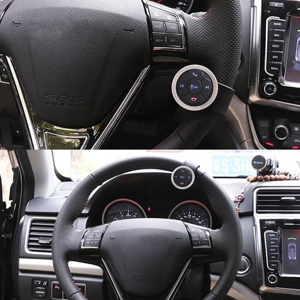 Universal Strap Shape Steering Wheel Remote Control Car Multimedia Wireless Button Remote Control (Black)