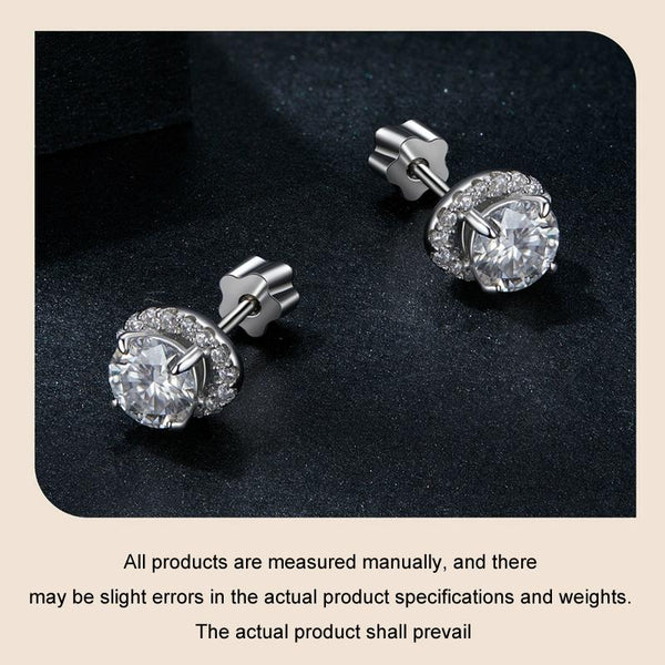 S925 Sterling Silver With White Gold Moissanite Earrings(MSE054)