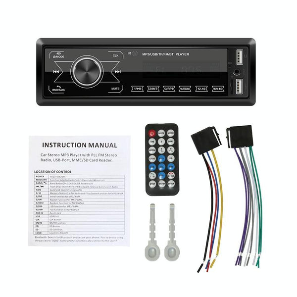 A2818 Car Bluetooth Speakerphone Car MP3 Player Function Touch Double U Disk Colorful Lights Radio, Specification: Standard+32G Memory Card