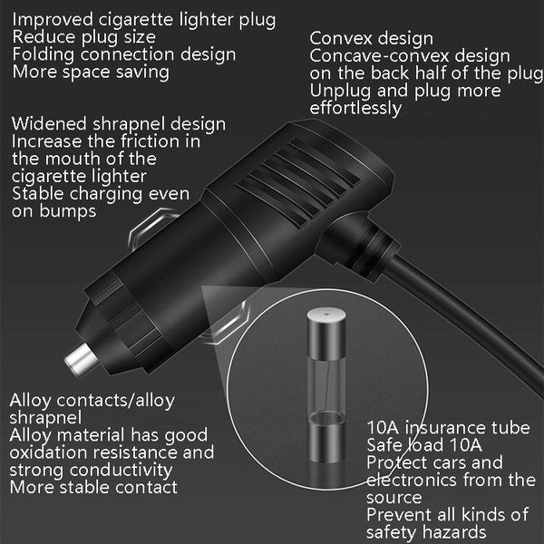 Car Charger Cigarette Lighter 1 In 3 Mobile Phone USB Car Charger(Black)