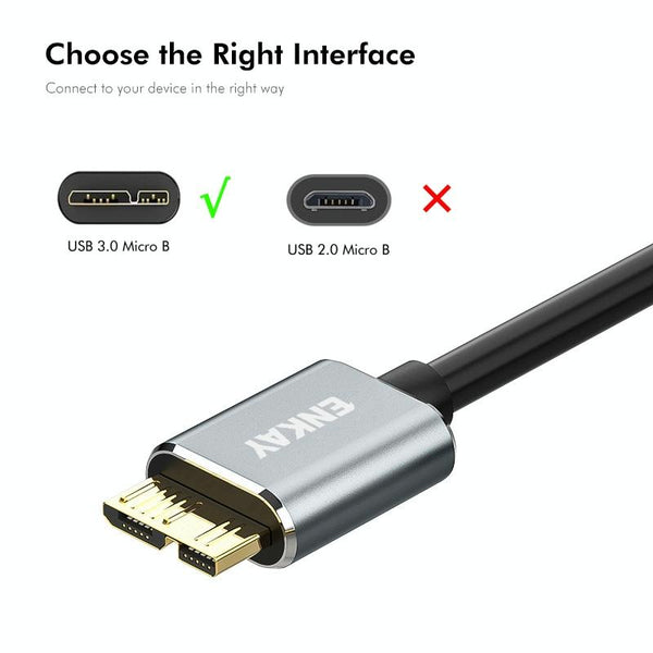 ENKAY USB 3.0 A to USB 3.0 Micro B 5Gbps Data Camera Hard Drive Cable, Length:1.5m