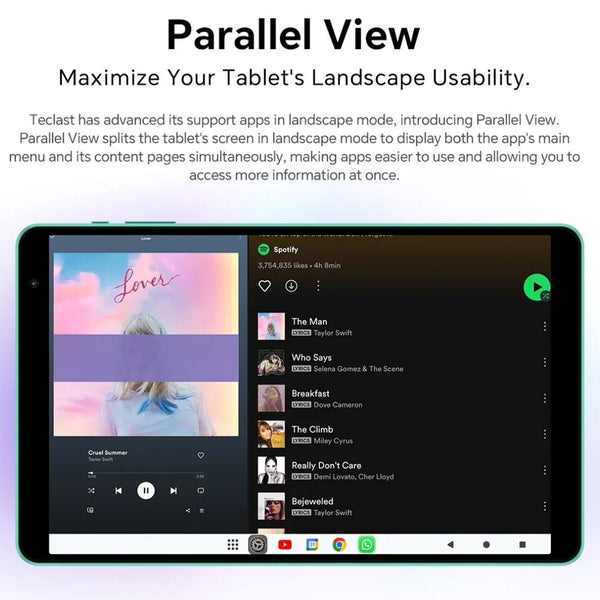Teclast P85T Tablet PC 8 inch WiFi6, 4GB+64GB,  Android 14 Allwinner A523 Octa Core(Mint Green)