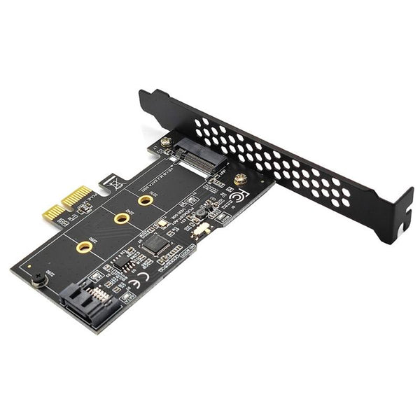 PCI-E to SATA3.0+M2 NGFF Expansion Card 6G Hard Disk Transfer Card(Black)