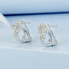 S925 Sterling Silver Platinum Plated Zircon Flower Earrings(BSE975)