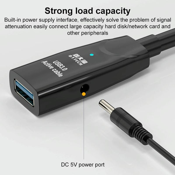 D.Y.TECH USB 3.0 Male To Female Extension Cable Double Shielded Chip Data Cable, Length: 10m