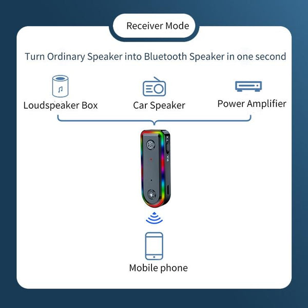 Q3 2-in-1 RGB Light Bluetooth Audio Receiver Launcher Car Audio Adapter