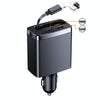 Car Retractable Charger One To Three Automobile Cigarette Lighter, Interface: 8 Pin