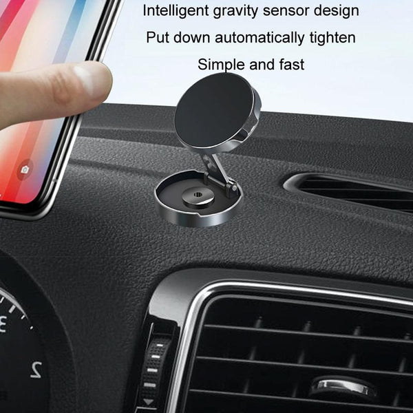 Multi-Angle Positioning Car Folding Circular Car Magnetic Suction Bracket(Black)