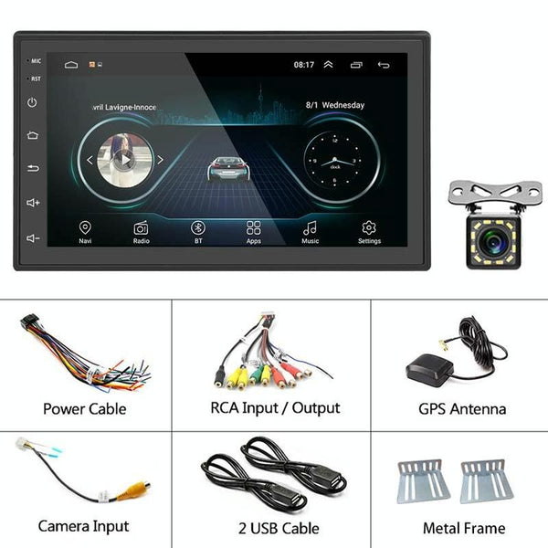 A2222KT 7 Inch Android Navigation WiFi Version 1+32G GPS Bluetooth 2.5D Screen Car Central Control MP5 Player, Style: Standard+12Lights Camera