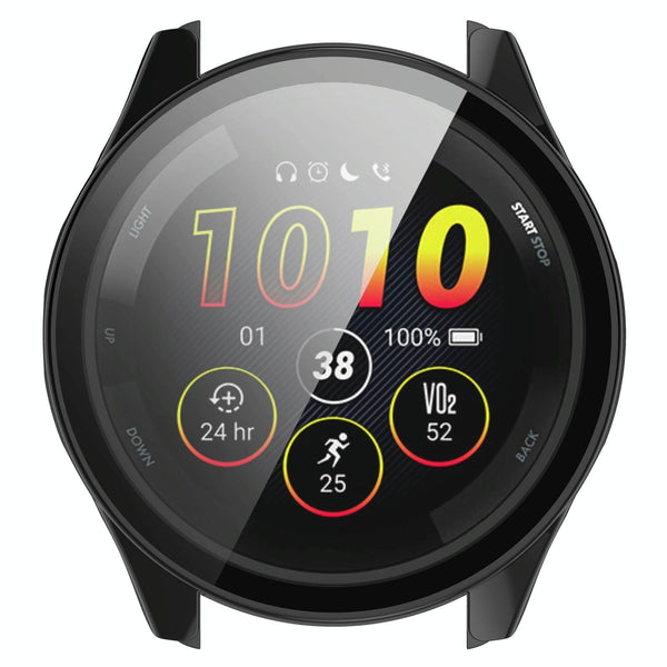 For Garmin Forerunner 265 PC + Tempered Glass Film Integrated Watch Protective Case(Black)