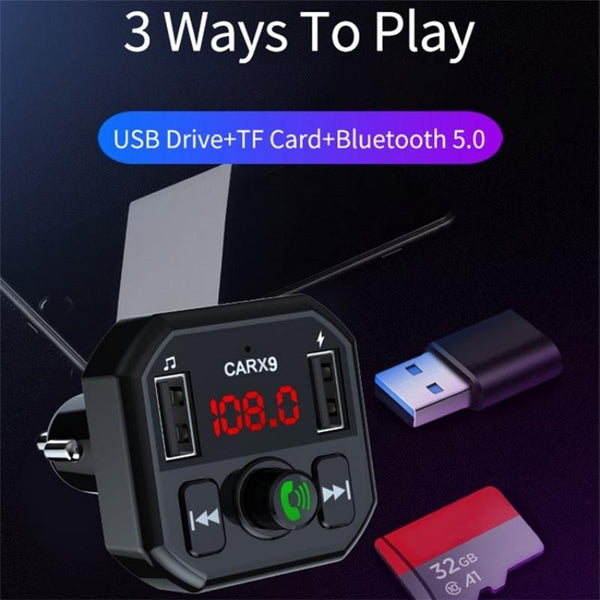 Dual USB Ports Car MP3 Player Automatic Power-off Memory Bluetooth Call FM Transmitter