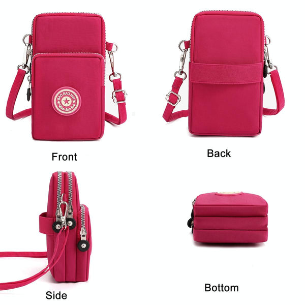 Crossbody Mobile Phone Bag Vertical Coin Purse with Armband for Women(Black)