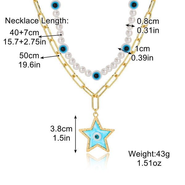 N2210-2 Double-layer Five-star Eyes Ladies Temperament Necklace Collarbone Chain