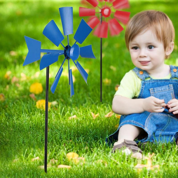 Landscape Craft Rotating Windmill Ornament Outdoor Rustic Garden Decoration Inserts(Blue)