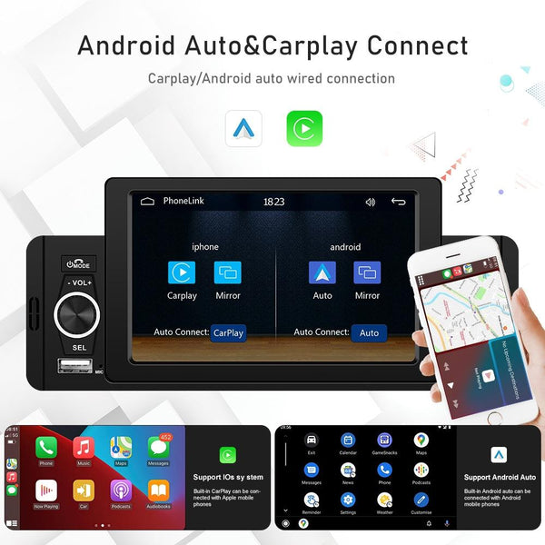 A3107 5 inches Car MP5 Wired CarPlay Universal Bluetooth Player With Microphone, Style: Standard+ 4 Lights Camera