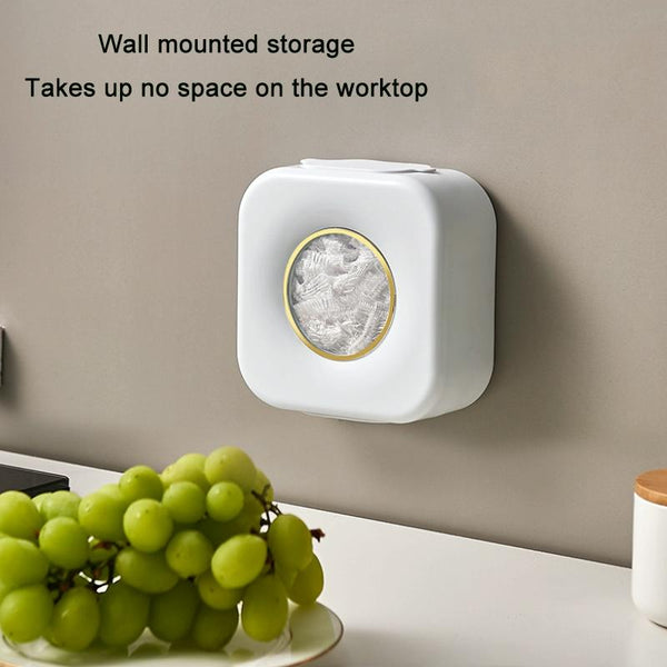 Large Capacity Kitchen Cling Wrap Organiser Wall Mounted Shower Cap Storage Shelf(White)