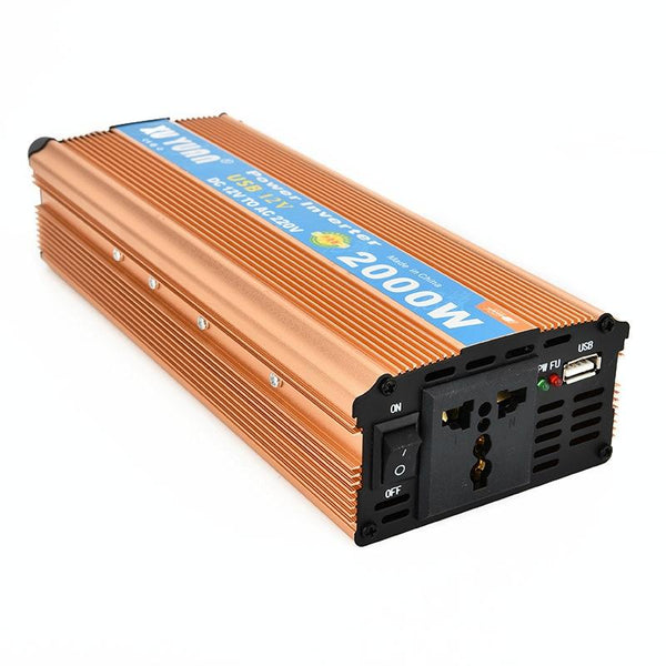 XUYUAN 2000W Inverter with USB Positive And Negative Reverse Connection Protection, Specification: Gold 12V to 110V