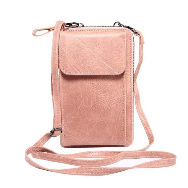 Elephant Pattern Multifunctional Cross Bag Phone Case(Light Pink)