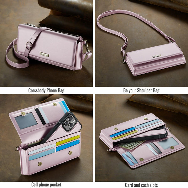 CaseMe Me30 Multi Functional Diagonal Cross Bag Phone Case(Pink)