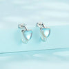 SCE1546 S925 Sterling Silver Synthetic Moonstone Heart Stud Earrings