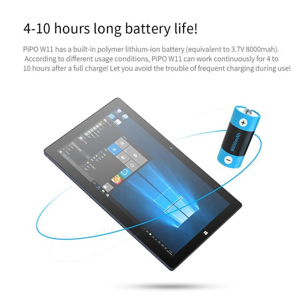 PiPO W11 2 in 1 Tablet PC, 11.6 inch, 8GB+128GB, Windows 10 System, Intel Gemini Lake N4120 Quad Core Up to 2.6GHz, with Keyboard & Stylus Pen, Support Dual Band WiFi & Bluetooth & Micro SD Card