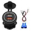 Universal Car QC3.0 Dual Port USB Charger Power Outlet Adapter 5V 2.4A IP66 with 60cm Cable(Blue Light)