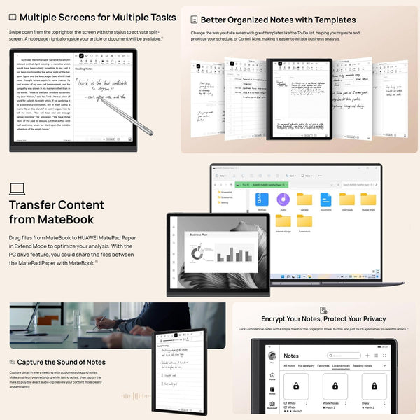 Huawei MatePad Paper HMW-W09 WiFi, 10.3 inch, 6GB+128GB, HarmonyOS 2 HUAWEI Kirin 820E Hexa Core, Support Dual WiFi, OTG, with HUAWEI M-Pencil, Not Support Google Play (Black)