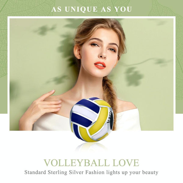 S925 Sterling Silver Drop Oil Personality Beach Volleyball Beaded DIY Bracelet Accessory
