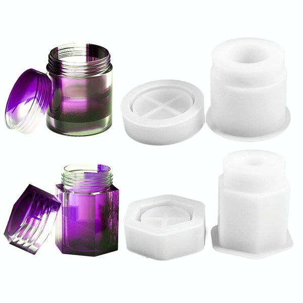 DIY Crystal Epoxy Silicone Mold Combination Set, Shape: Hexagonal Prism+Circular Bottle