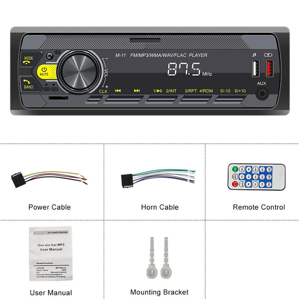A3032 Car Bluetooth MP3 Player ISO Interface EQ Sound Effect Fast Charge Colorful Button Radio(Black)