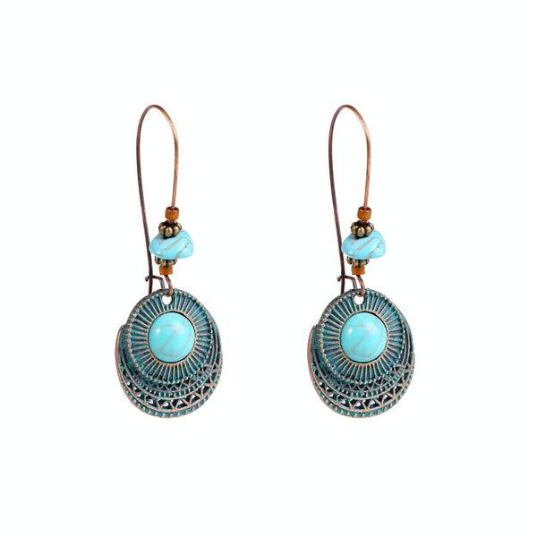 E1911-13 Turquoise Ethnic Style Earrings Temperament Simple Vintage Earrings