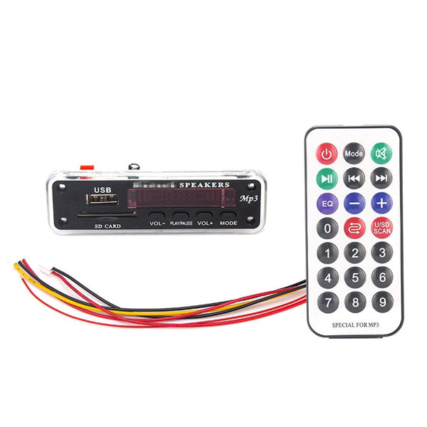 Car Color Screen 12V Audio MP3 Player Decoder Board FM Radio SD Card USB, with Bluetooth Function & Remote Control