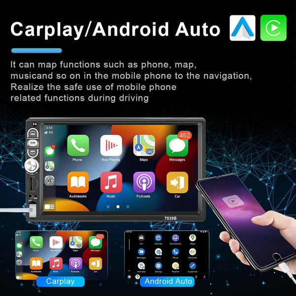 A3061 7 Inches MP5 Bluetooth Player Universal Wired CarPlay Reversing Image Integrated, Style: Standard+12 Lights Camera