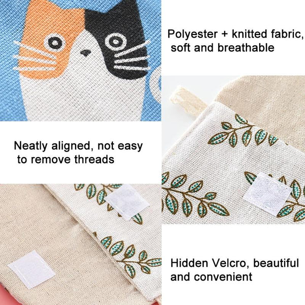 8pcs Cotton and Linen Sanitary Napkin Storage Bag Handy Clutch Bag(Black Tree)