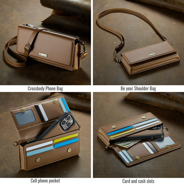 CaseMe Me30 Multi Functional Diagonal Cross Bag Phone Case(Brown)