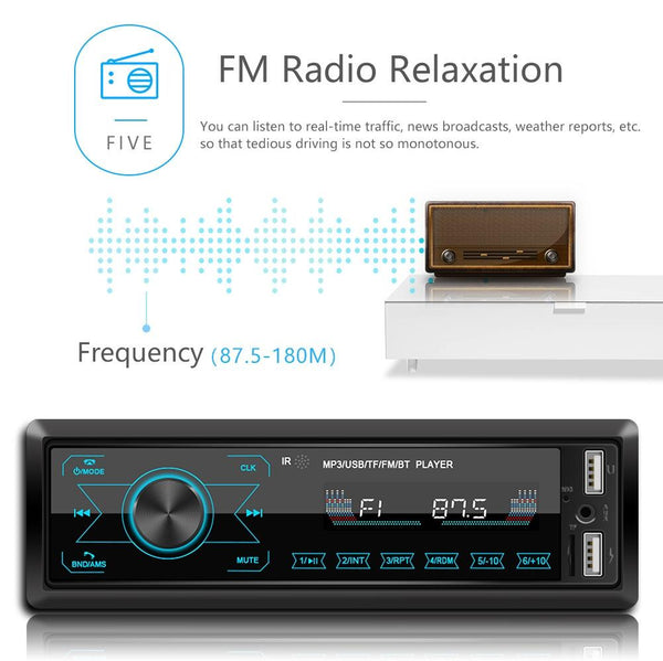 A2818 Car Bluetooth Speakerphone Car MP3 Player Function Touch Double U Disk Colorful Lights Radio, Specification: Standard
