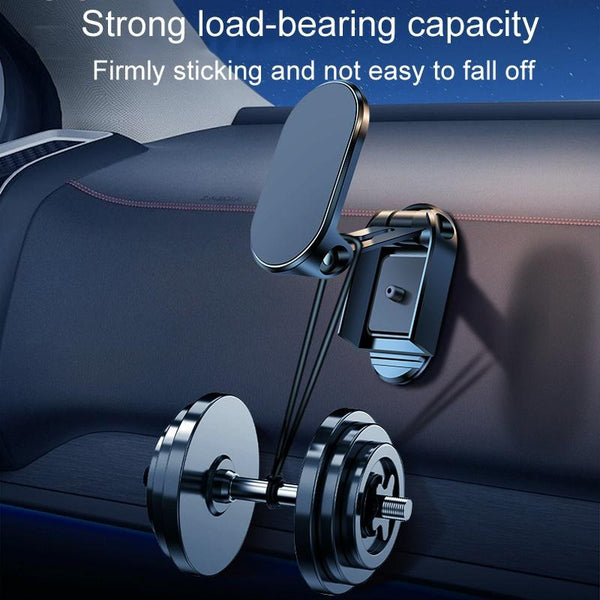 D11 Magnetic Folding Car Phone Holder Rotatable Dashboard Stick-On Navigation Stand(Black Gloosy)