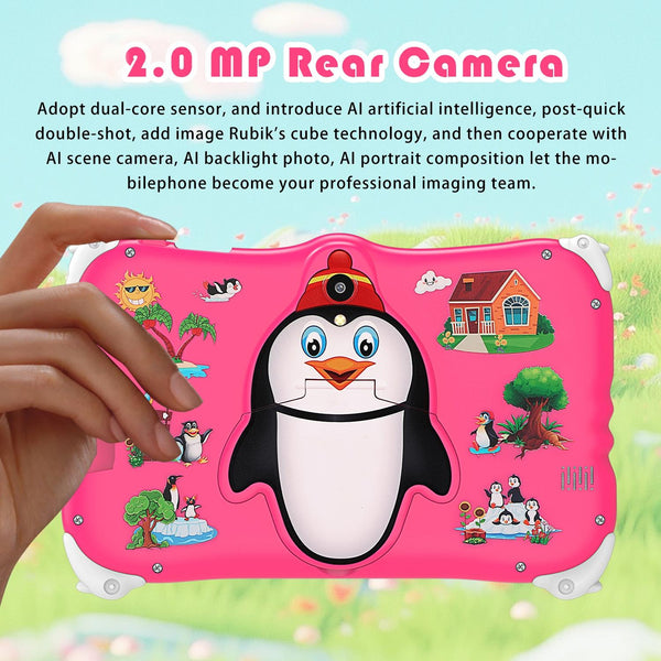 Penguin 7 inch WiFi Kids Tablet PC, 2GB+16GB, Android 7.0 MT6735 Octa Core CPU(Pink)