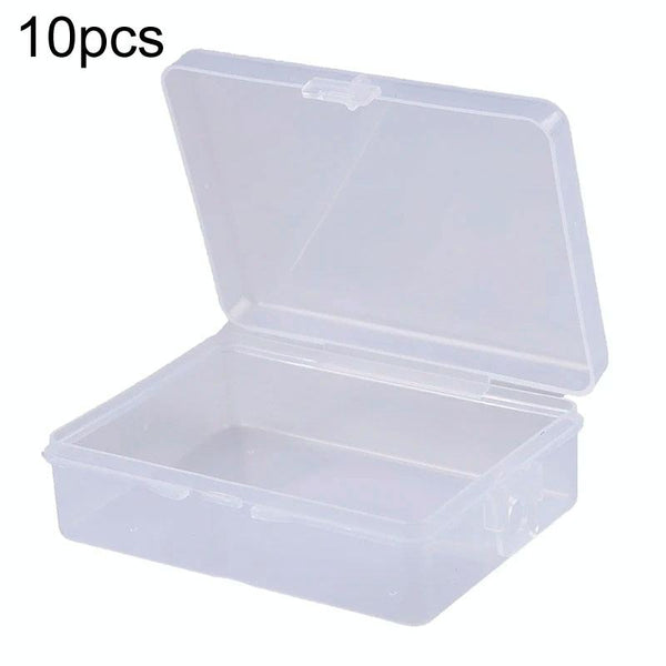 10pcs Rectangle Plastic Transparent Storage Box With Lid Dustproof Earring Ring Jewelry Storage Box, Size: 9x6.2x2.8cm