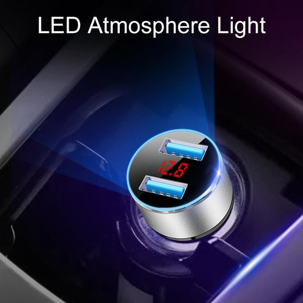JMG-C016A 5V 3.1A Car Dual USB Charger with LED Display(Black)