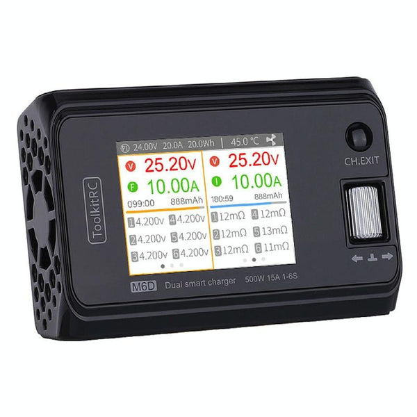 ToolkitRC M6D 500W Toy Airplane Dual Channel Li-Po Battery Balance Charger(Black)