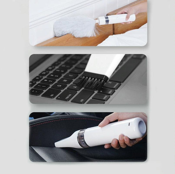DY701  3 In 1 Electric Feather Duster Handheld Telescopic Dust Clean Brush(White)