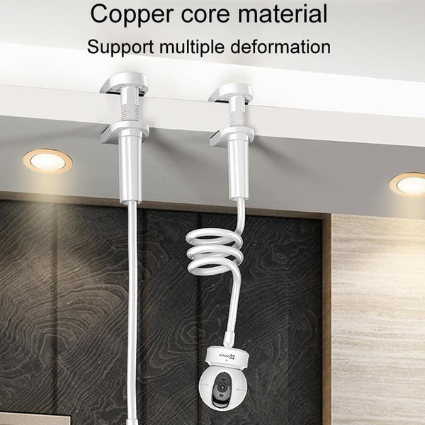 50cm White No-Drill Security Camera Mount - Adjustable Clamp, 360° Rotation