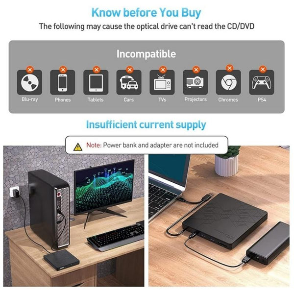 BT668 Readable TF / SD Card USB Multi-Function CD Disc Player External Optical Drive DVD Burner