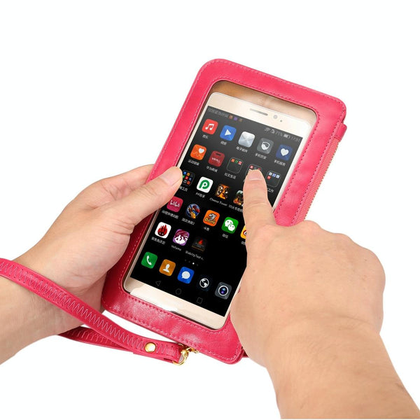 Universal Crazy Horse Texture Touch Screen Wallet Style PU Leather Shoulder Bag for Galaxy Note 8 & Mega 6.3, Huawei Mate 8 / Mate 7, etc. 6.3 inch Below(Magenta)