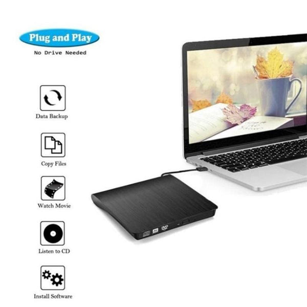 663 High Speed CD DVD Burner USB3.0 Computer Laptop External Optical Drive Burner(White)