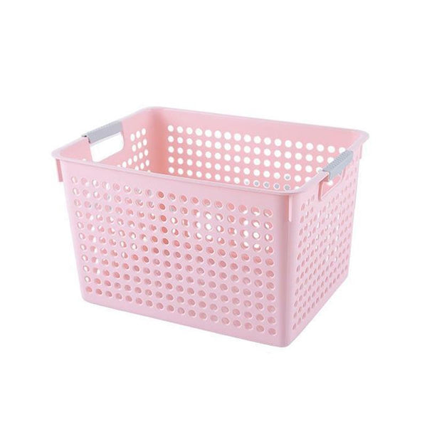 Plastic Storage Basket Desktop Sundry Organizer Frame Toys Kitchen Snacks Storage Box, Style: Deep Small Pink