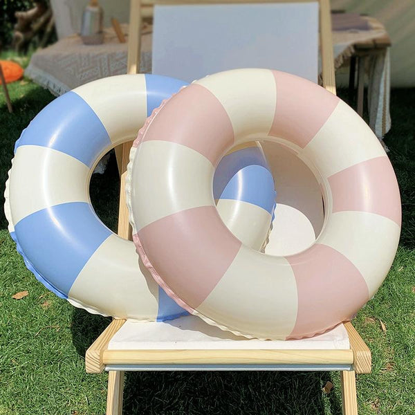 Children Adult Cartoon Inflatable Swimming Ring, Pattern: 90# Retro Striped Blue Pink Random Color