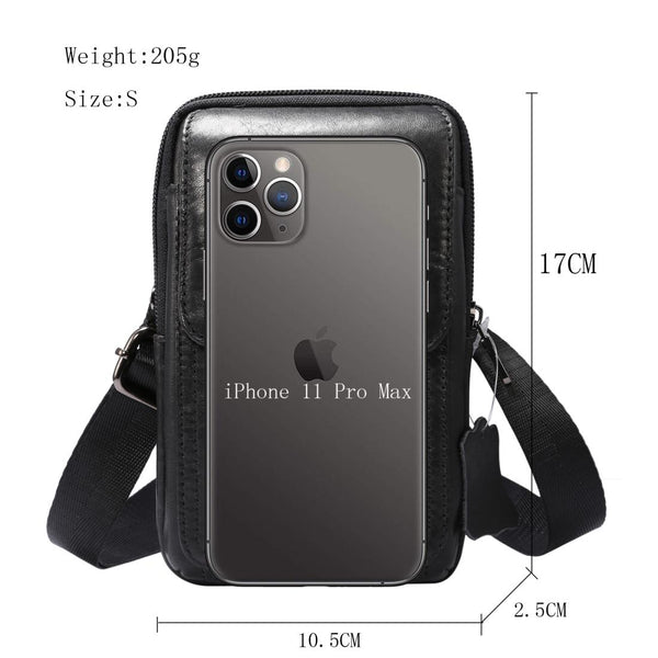 Multi-functional Universal Leather Waist Hanging One-shoulder Mobile Phone Waist Bag For 6.5 Inch or Below Smartphones(Black)